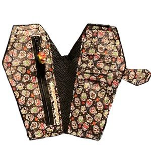 Mutilcolor sugar skull coffin wallet - Handmade